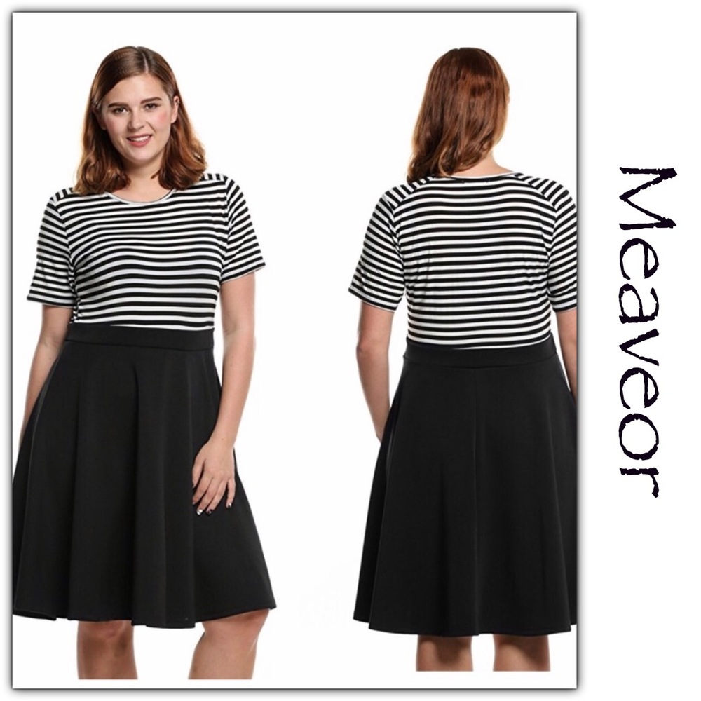 Black and White Striped Skater Dress