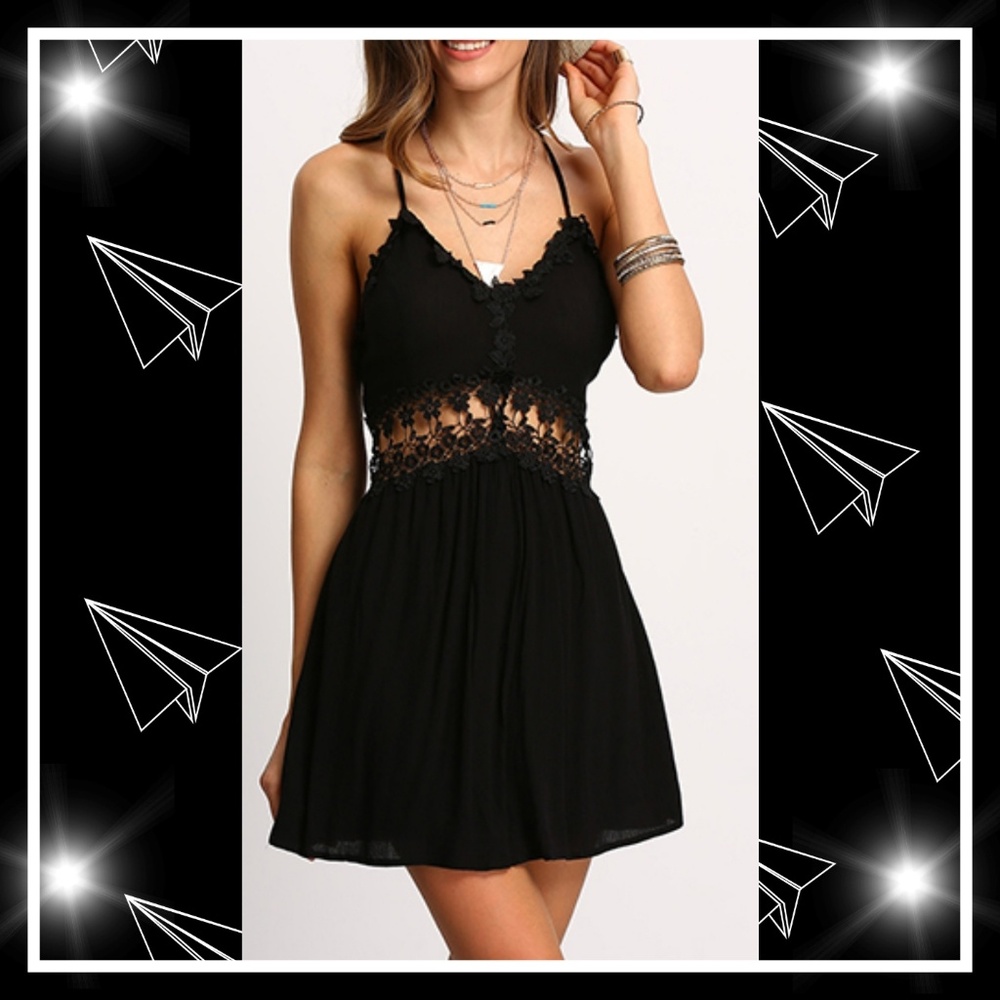 Gorgeous Chiffon black sexy mini dress