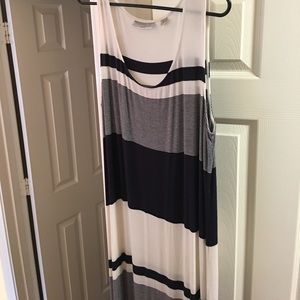 Blue and white maxi dress
