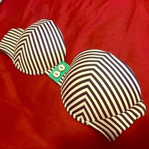 Blue and White Stripe Bathing suit top.