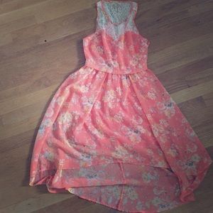 Peach Sleeveless floral dress