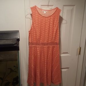 Peach dress flowy skirt but fitted at waist