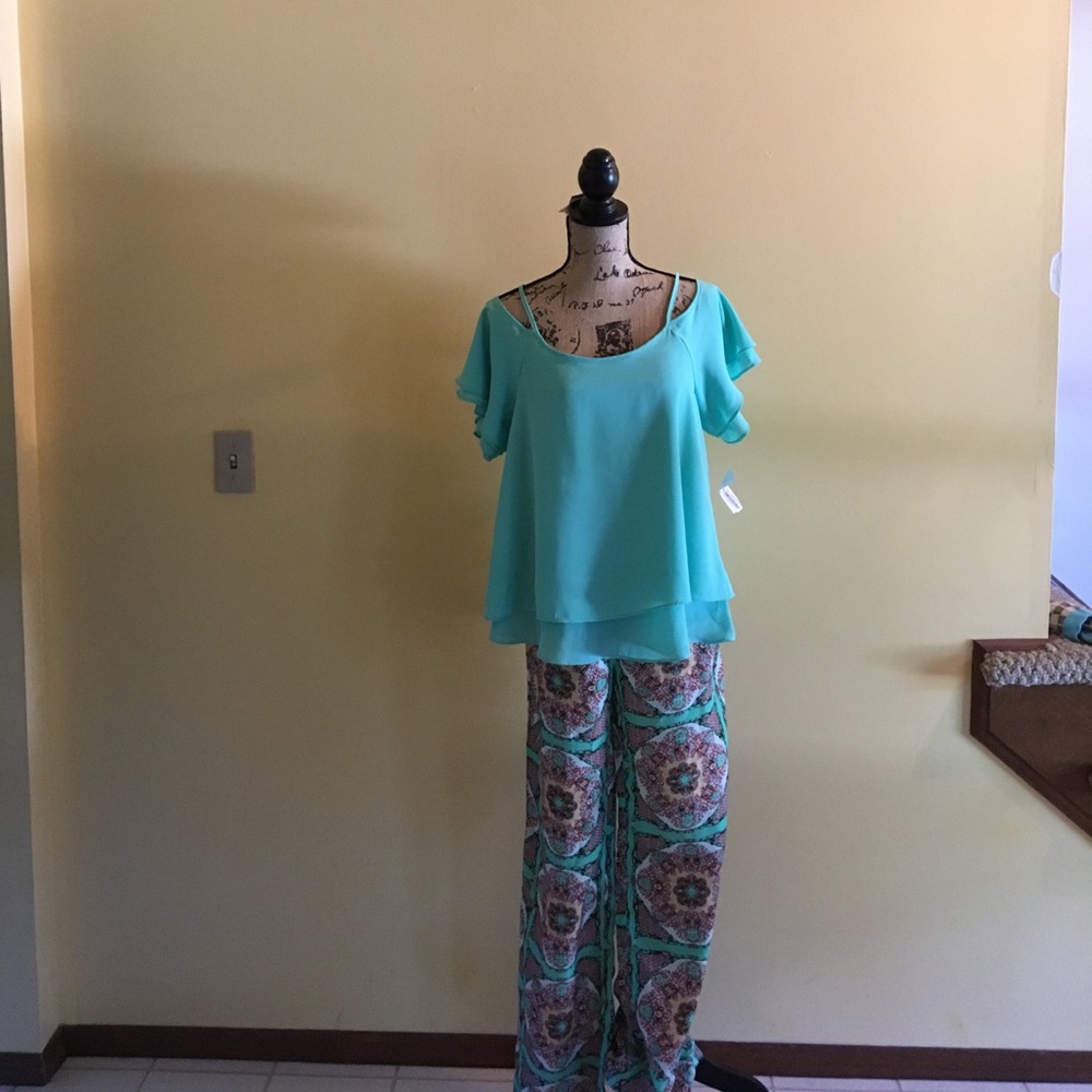 Multi colored wide leg pant