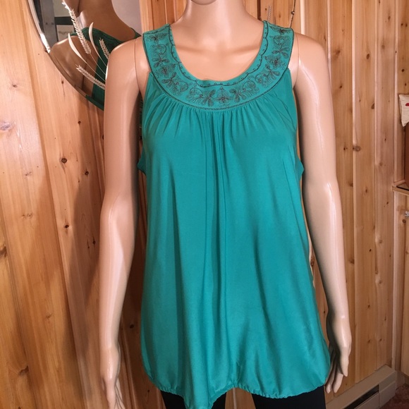 The Limited Tops - The Limited Sleeveless Top Embroidery Around Neck