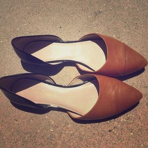 Franco Sarto brown and black leather pointed flats