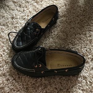 Black leather Sperrys