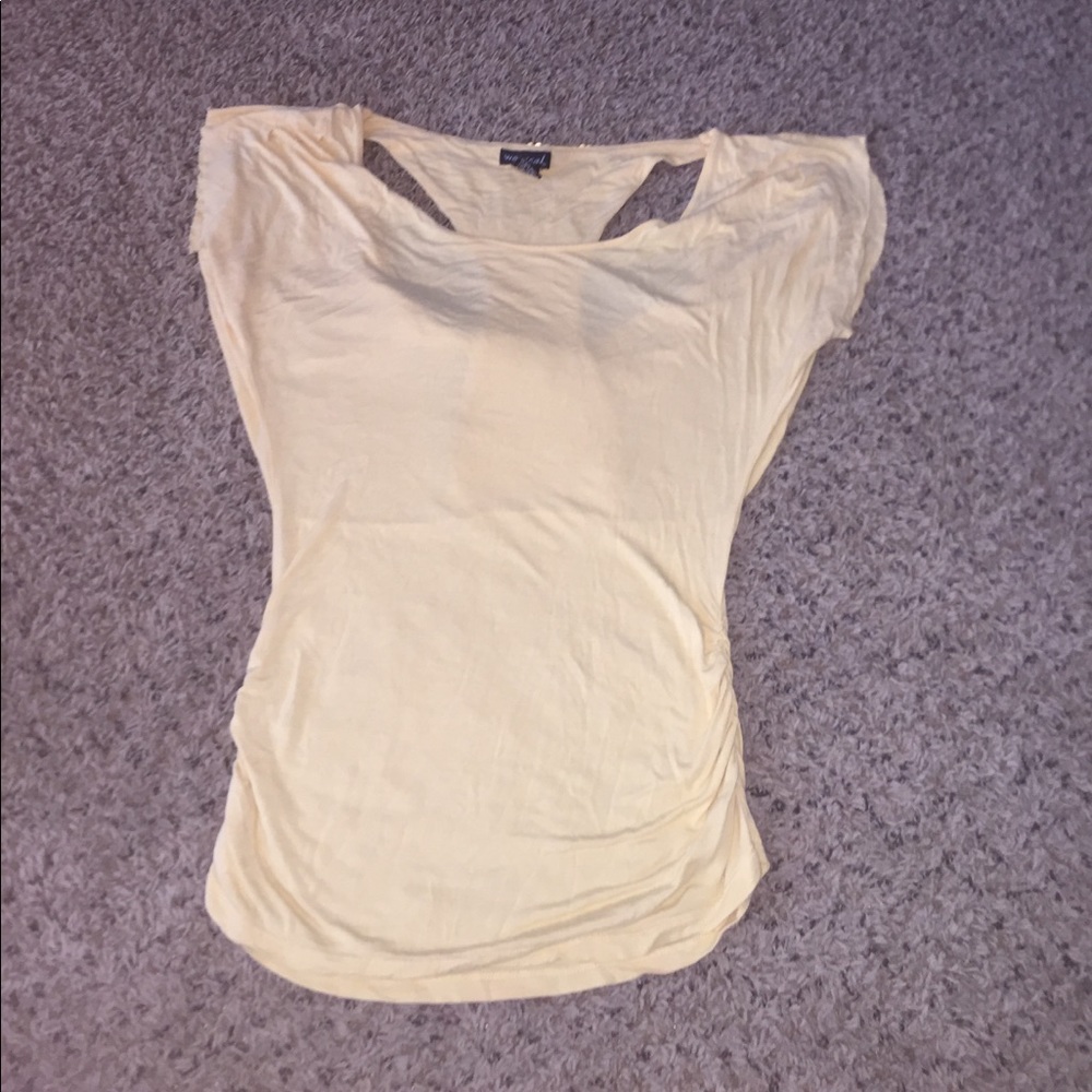 Mustard yellow rayon long shirt.