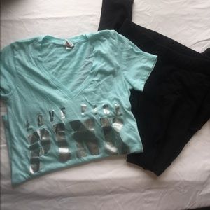 PINK leggings and Sheer T size medium