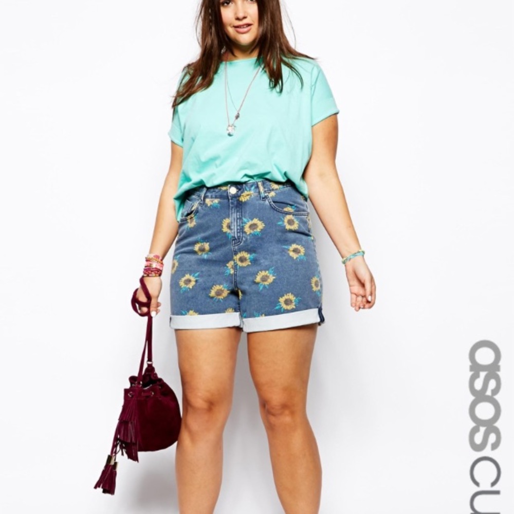 ASOS Curve Sunflower High Waisted Shorts