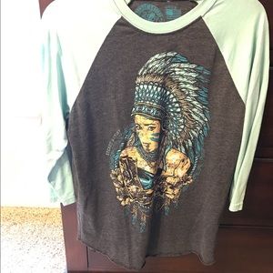 Mint and grey men's secret artist 3/4 tee