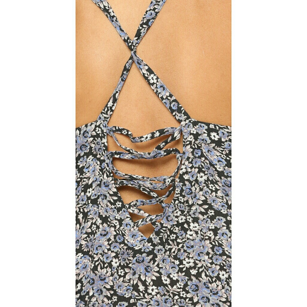 New! FREE PEOPLE Floral Lace-up Babydoll Top NWT - Picture 2 of 8