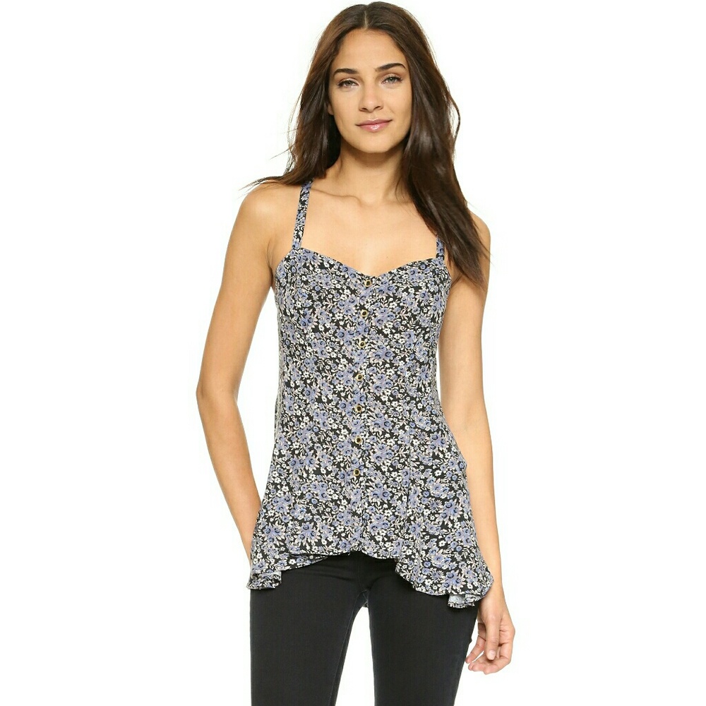 New! FREE PEOPLE Floral Lace-up Babydoll Top NWT - Picture 7 of 8
