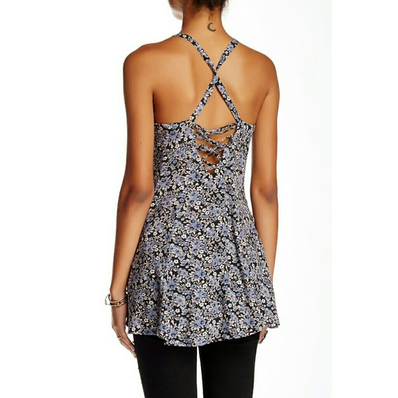 New! FREE PEOPLE Floral Lace-up Babydoll Top NWT - Picture 5 of 8