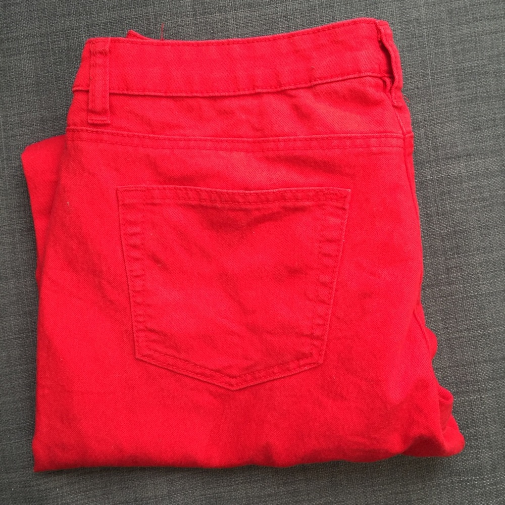 Red skinny jeans!