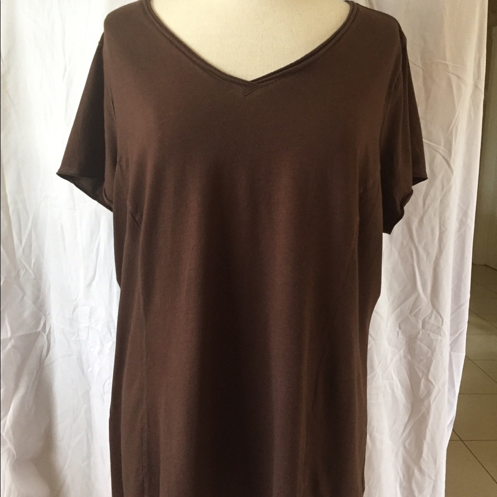 Catos Womans Tunic  V- Neck Short sleeve Brown