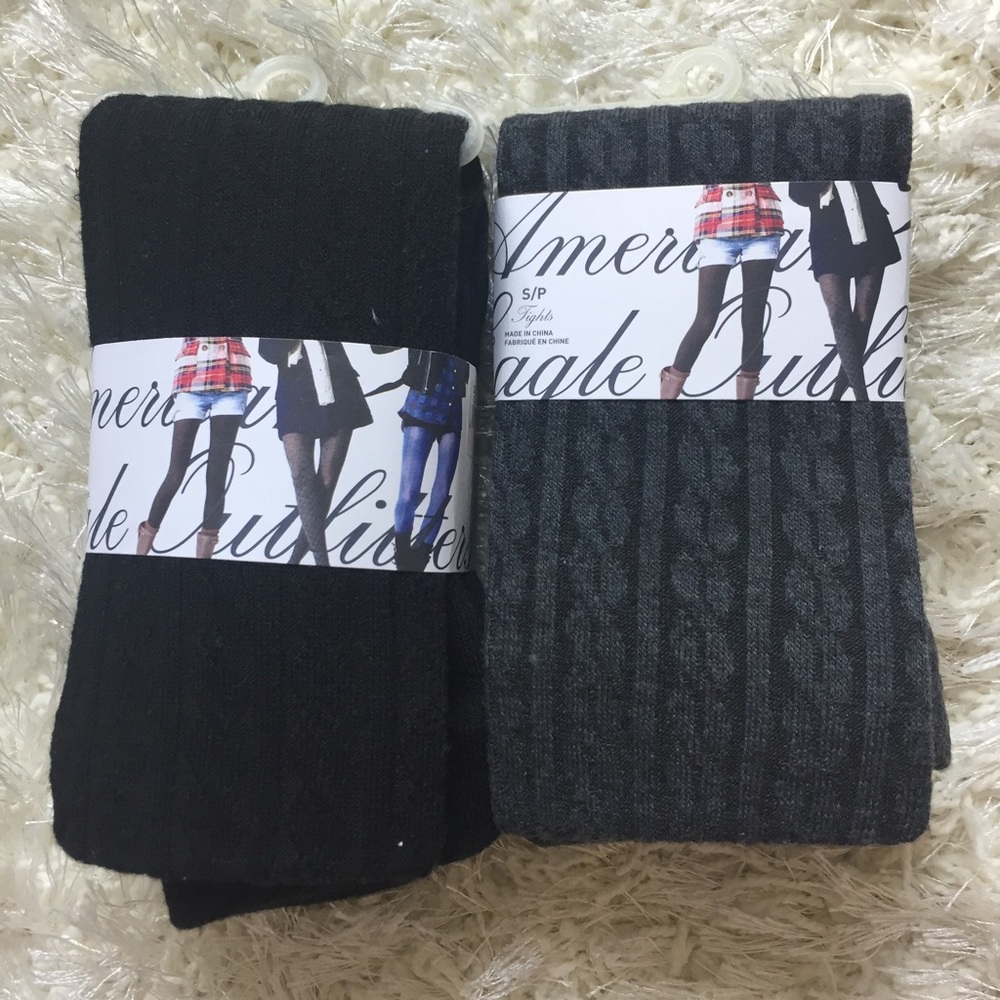 NWT American Eagle lot of 2 Cable Knit Tights Sm