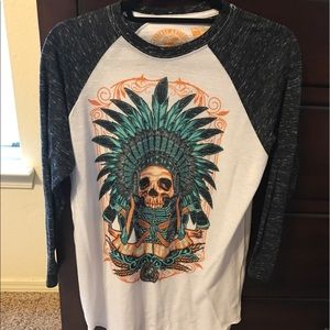 Men's green & orange 3/4 sleeve secret artist Tee