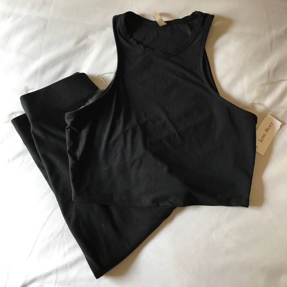 2 Piece Set: Black Crop Top and Skirt