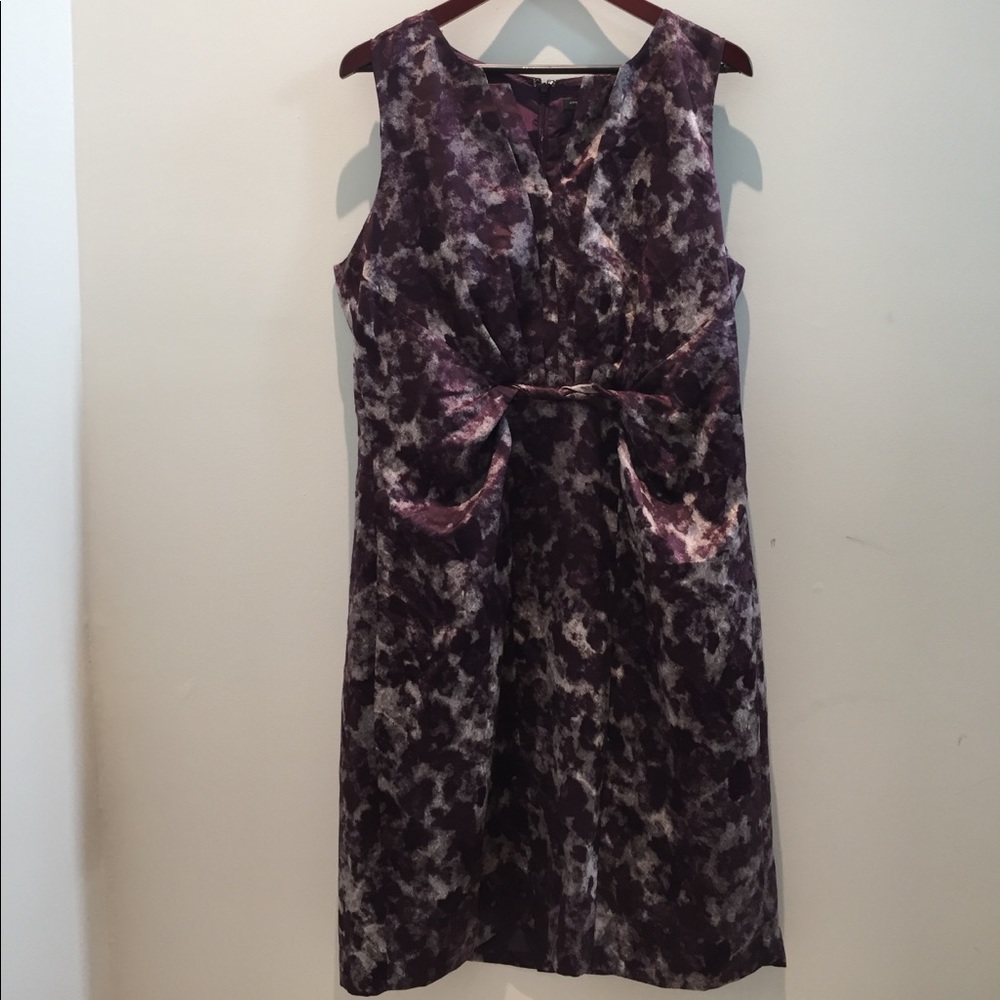 Ann Taylor Purple/Eggplant Dress with Gray Accents