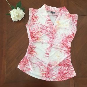 Vince Camuto short sleeve pink white top medium
