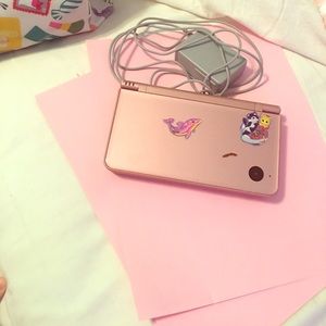 Nintendo Ds Xl rose gold with tiny lil stickers