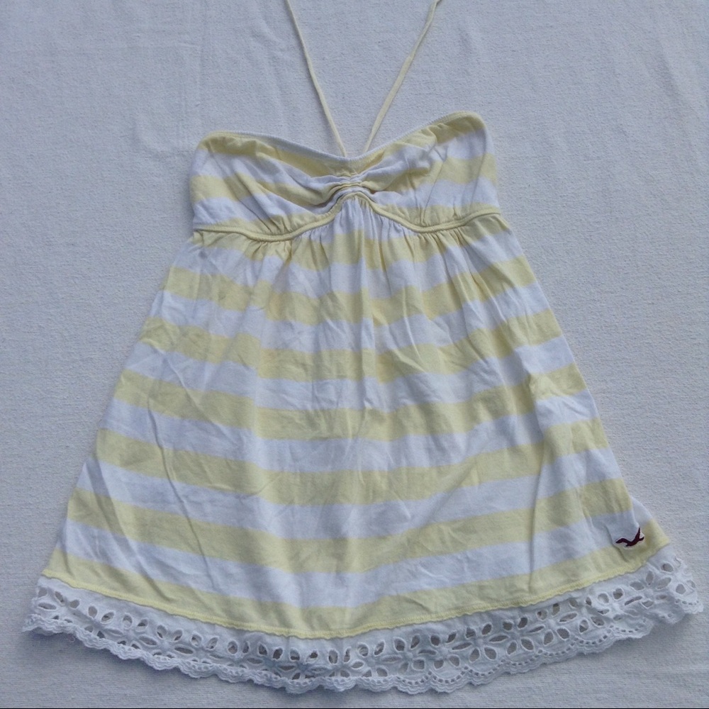 Yellow and White Striped Halter Top