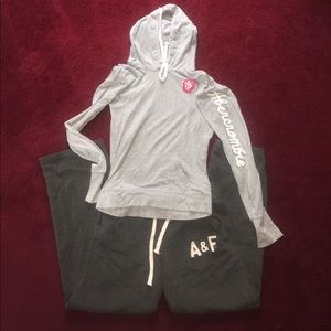 Abercrombie & Fitch sweat pants and t shirt hoodie