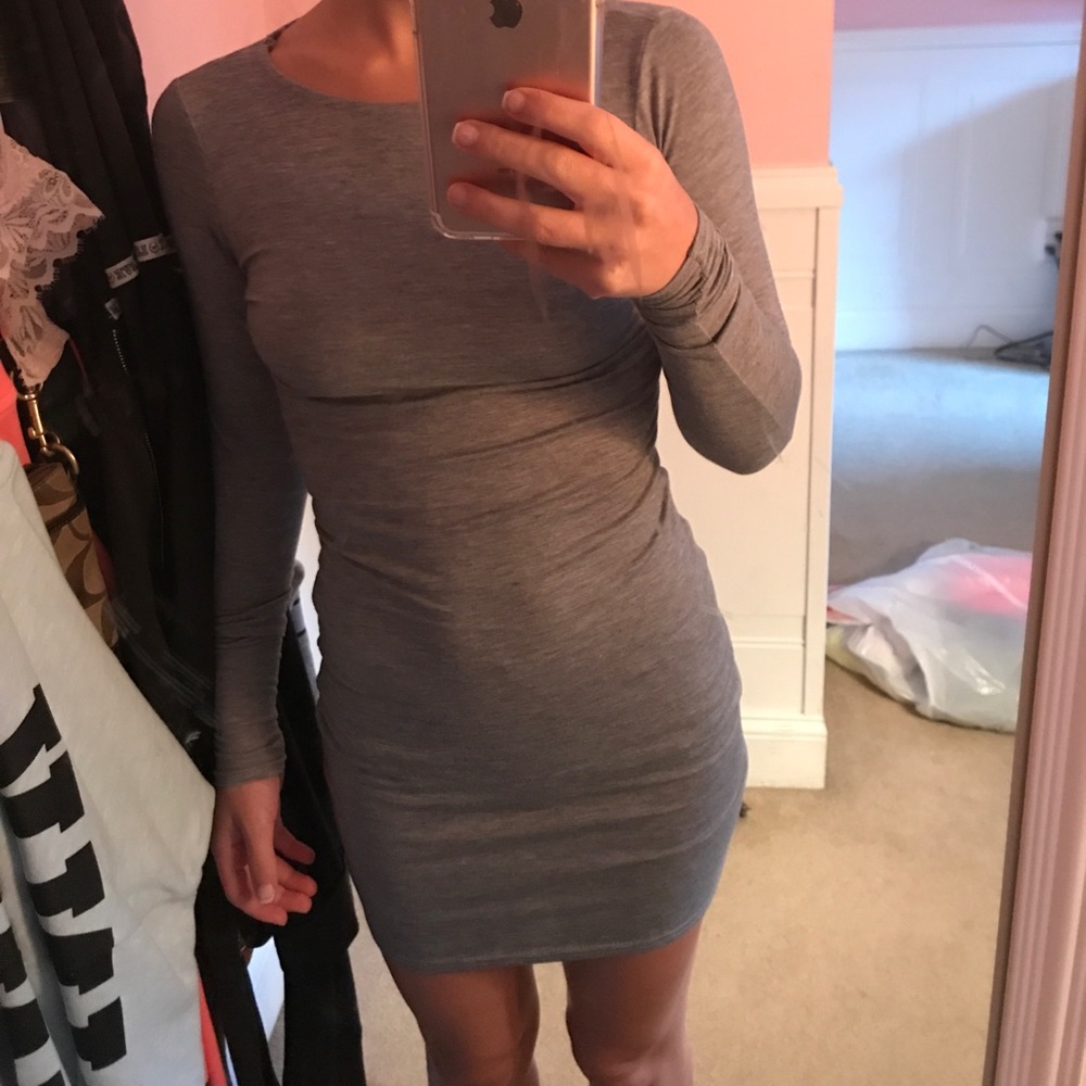 Boohoo Grey Body Con Dress
