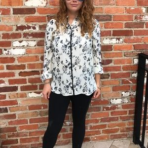 Printed button down blouse