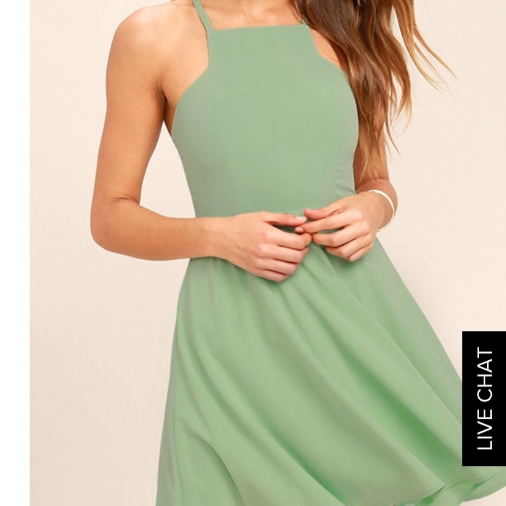 Sage Green Skater Dress (XS)