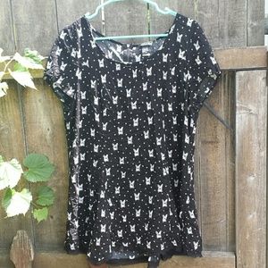 Torrid bunny print black blouse