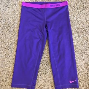 Women's Nike Pro Dri-Fit Fitted Purple Capri