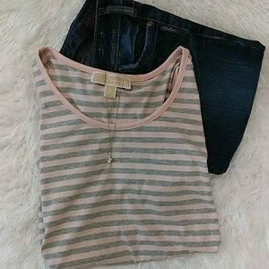 Michael Kors Pink & Gray Striped Tank Medium