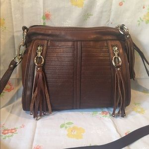Brown leather cross body bag