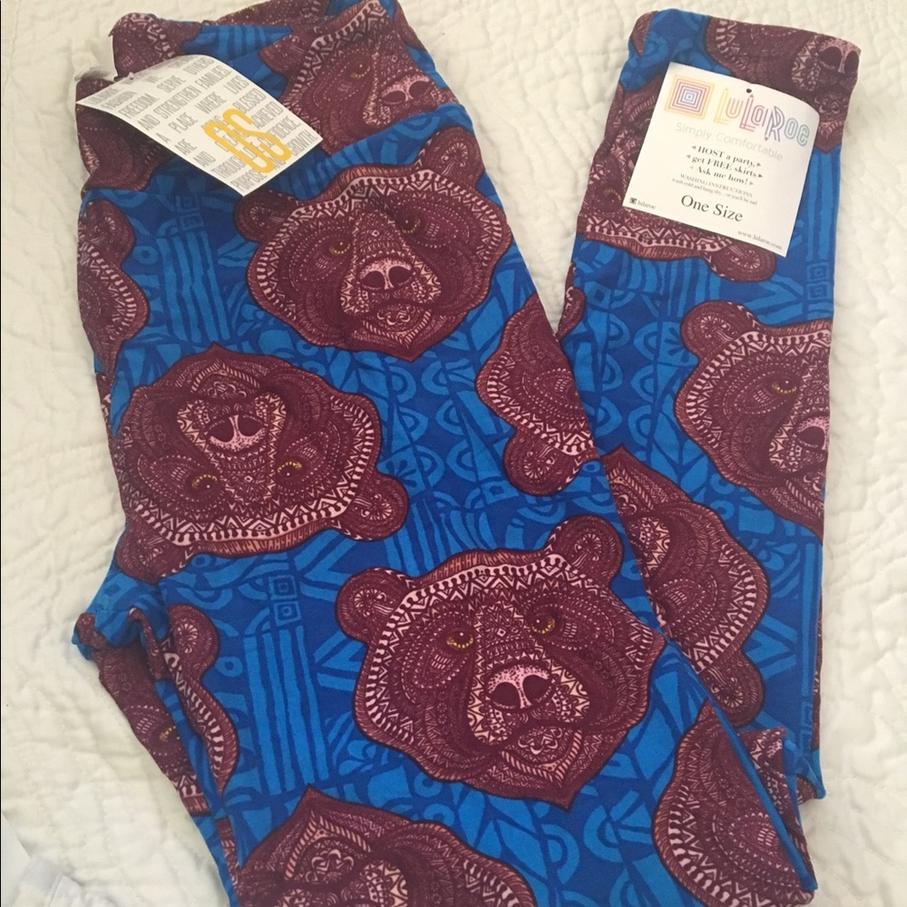 LuLaRoe OS Bear Head Leggings