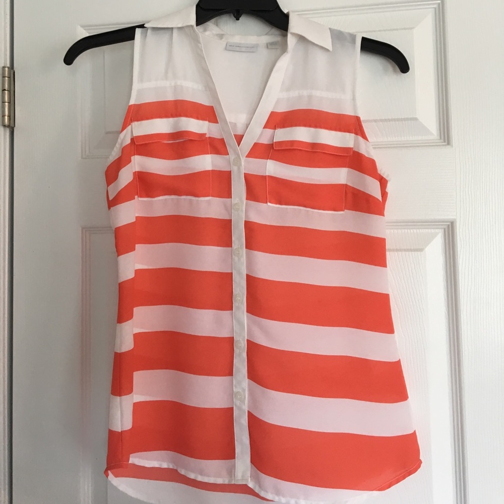 Sleeveless, striped dress blouse size xs.