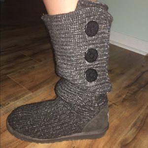 Gray Sparkle Knit Ugg Boots