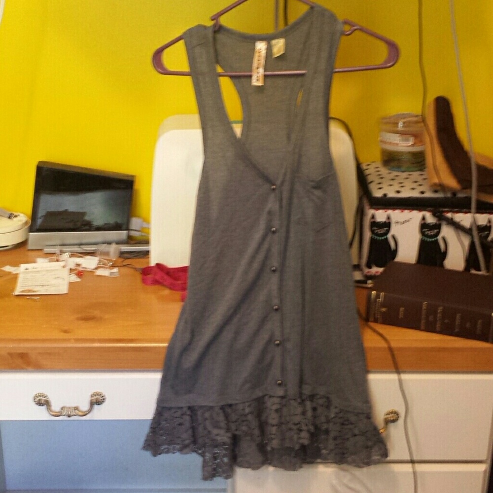 Long button up tank top