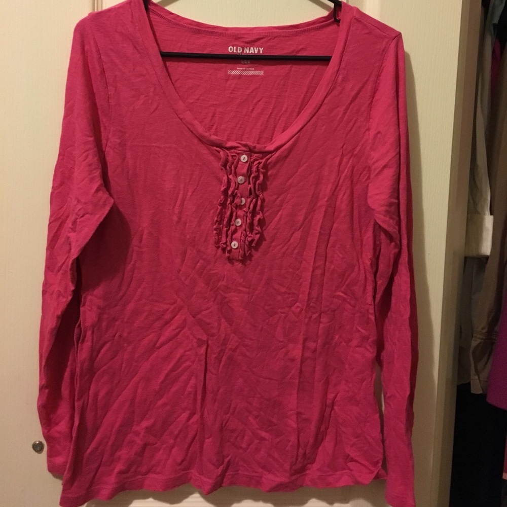 Old Navy Pink ruffle tee size L