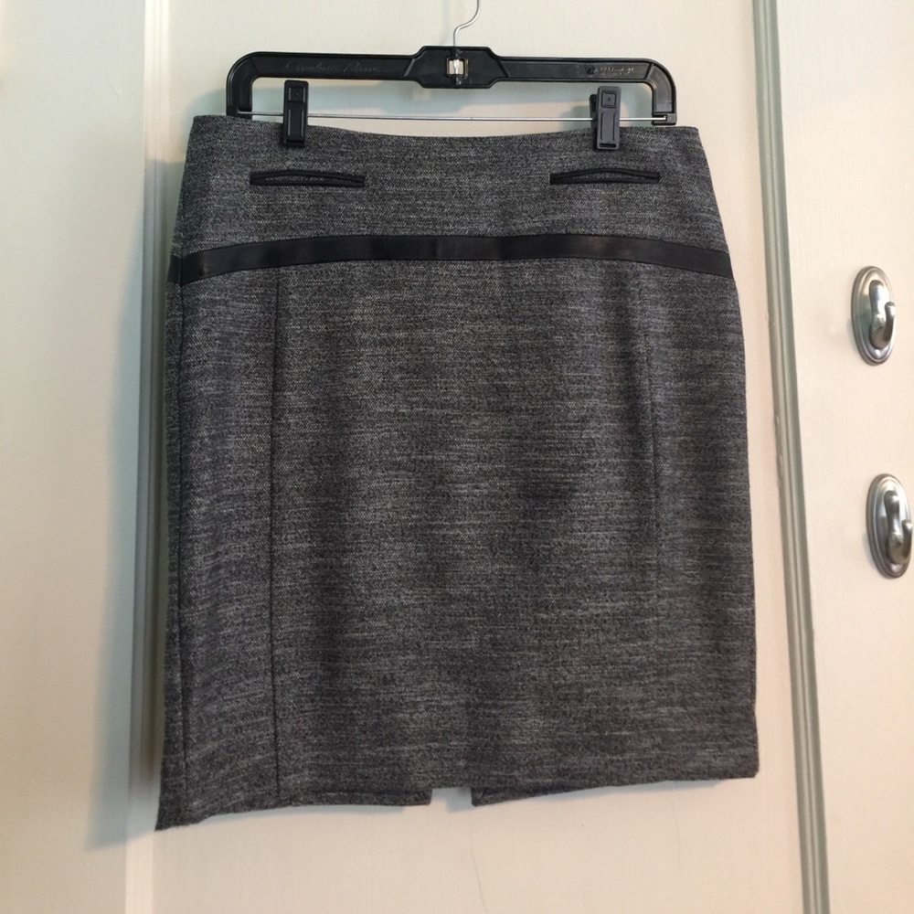 Black pencil skirt with faux leather details