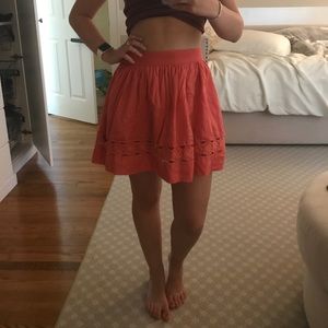 coral crochet trim skirt