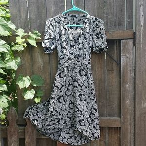 Owl print retro style black party dress