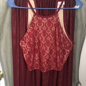 Two piece red maxi dress
