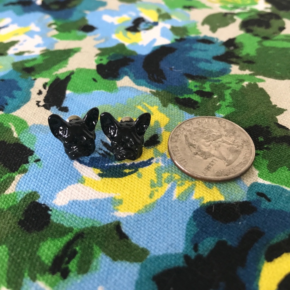 Black French Bulldog earrings - never worn!