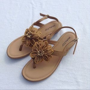 Tan Flowered Sandals