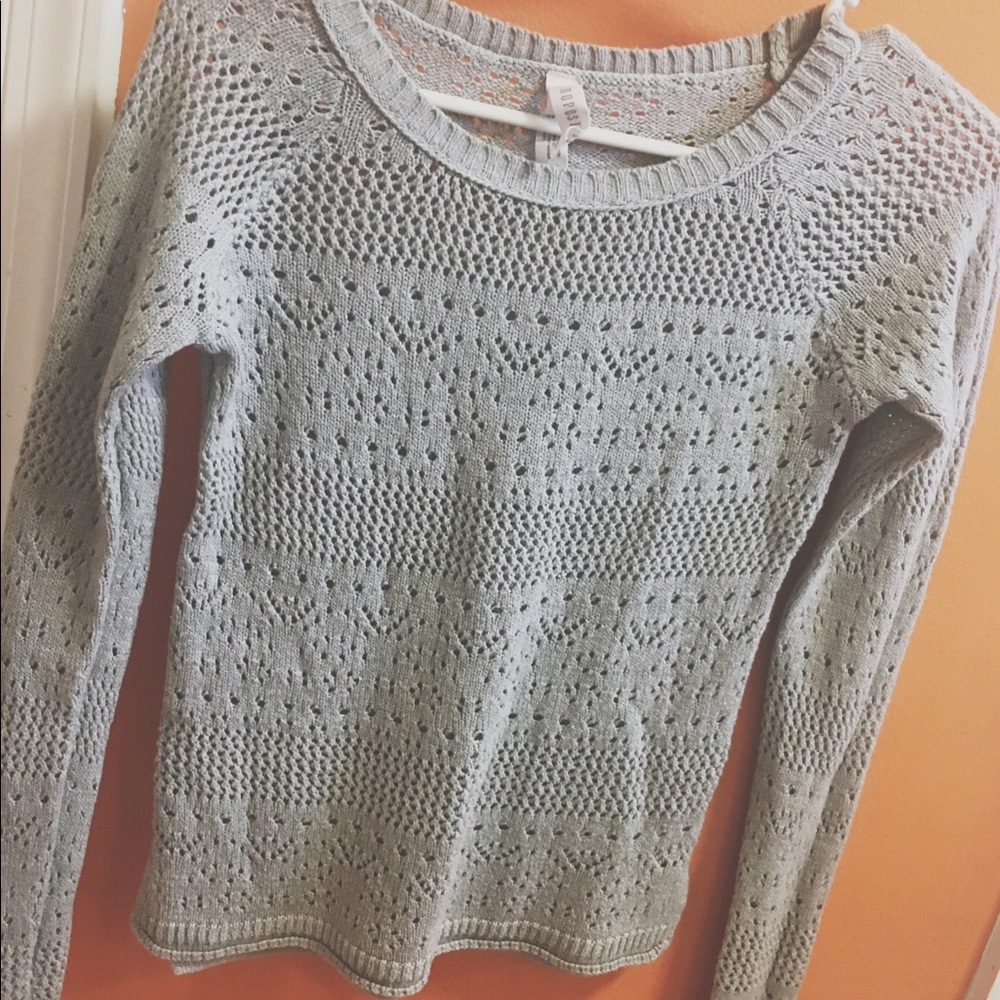 grey knit top