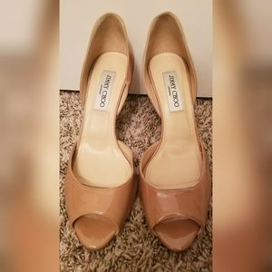 Jimmy Choo Logan Open Toe d'Orsay Nude Pumps