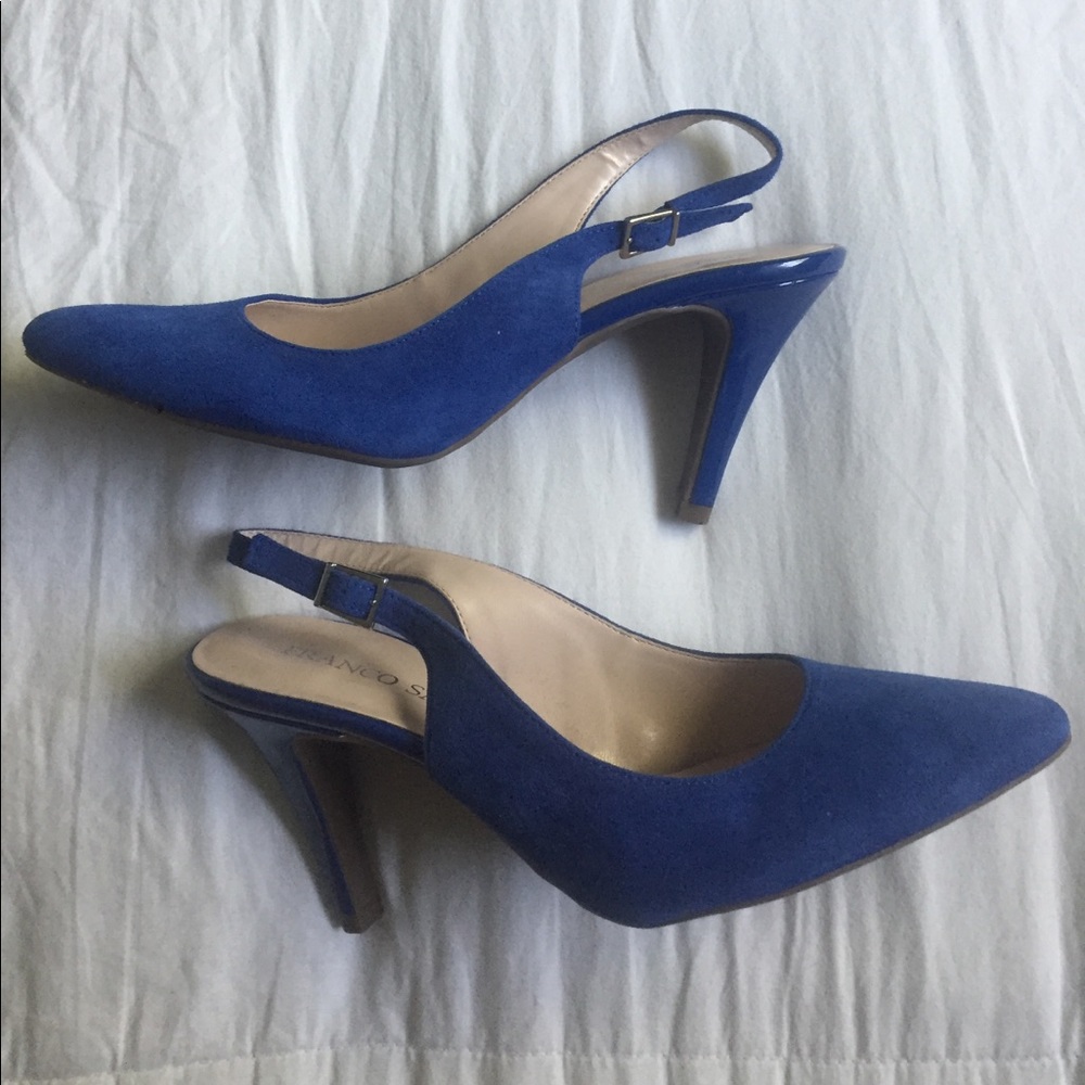 Sling back suede heels