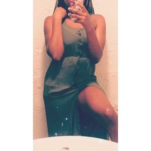 Olive Green Sheer Maxi Dress