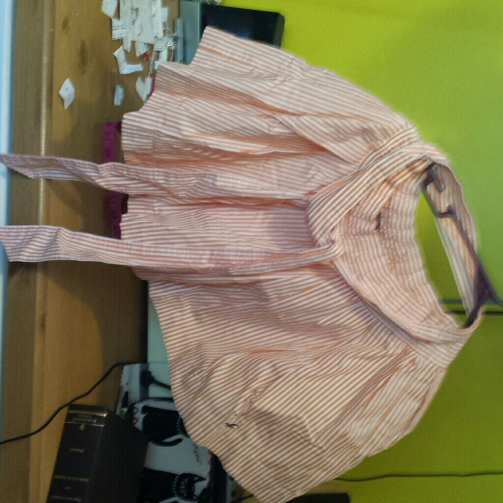 Orange and white pinstripe skirt